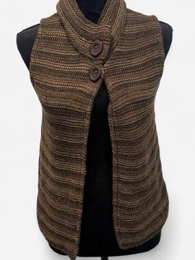 VTG Angie Brown Knit Sweater Vest Large Chunky Button Cottagecore Y2K Cozy